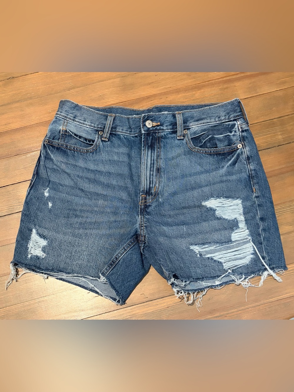 Old Navy Distressed Dark Blue Denim Shorts size 8